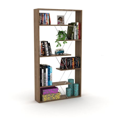 Homedora Tars Bookcase, Walnut & Chrome HD-ON20RF-160302